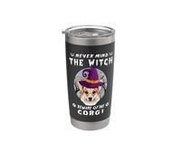 Never Mind The Witch Beware of Corgi Dog Halloween Stainless Steel Insulated Tumbler