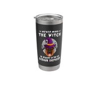 Never Mind The Witch Beware of German Shepherd Dog Halloween Stainless Steel Insulated Tumbler