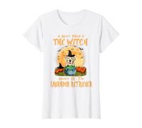 Never Mind The Witch Beware of Labrador Retriever Halloween Value Graphic T-Shirt, Women, White, S