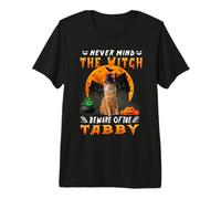 Never Mind The Witch Beware of Tabby Cat Halloween Premium T-Shirt