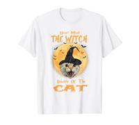 Never Mind The Witch Beware of The Cat Halloween Costume Value Graphic T-Shirt, Men, White, L