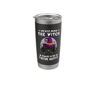 Never Mind The Witch Beware of Tibetan Mastiff Dog Halloween Stainless Steel Insulated Tumbler