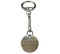 Never Never Give Up Inspirational Quote Keyring