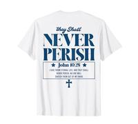 Never Perish John 10:28 - Aesthetic Christian - Bible Verse T-Shirt