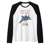 Never Poke The Bear Fighter Jet Design for USA Fans Raglan Baseball Tee