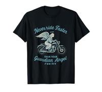 Never Ride Faster Guardian Angel Motorcycle Graphic T-Shirt