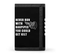 Never Run with Bagpipes You Could Get Kilt Casual Wallet for Men Minimalist Trifold Wallet ID Card Holder Coin Purse Wallet