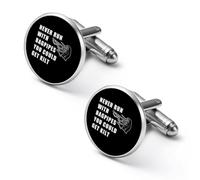 Never Run With Bagpipes You Could Get Kilt Cuff Link Shirt Mens Cufflink Alloy Round Tuxedo Cufflinks for Wedding Groomsmen Gifts