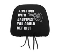 Never Run With Bagpipes You Could Get Kilt Fashion Car Headrest Cover Full Wrap Head Rest Protector Universal Car Seat Cover