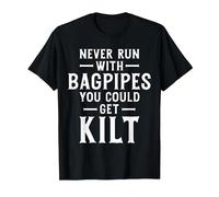 Never Run with Bagpipes You Could Get Kilt Funny Scottish T-Shirt, Men, Black, 5X-Large