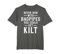 Never Run with Bagpipes You Could Get Kilt Funny Scottish T-Shirt, Men's Big and Tall, Asphalt Grey, 4X Tall