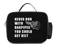 Never Run with Bagpipes You Could Get Kilt Insulated Lunch Bag Reusable Cooler Tote Leakproof Lunchbox Organizer with Detachable Handle