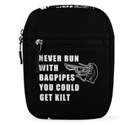 Never Run With Bagpipes You Could Get Kilt Mini Crossbody Bag Unisex Anti-Theft Side Shoulder Bags Travel Small Messenger Bag