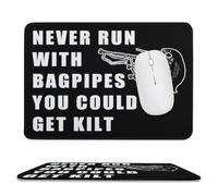 Never Run With Bagpipes You Could Get Kilt Mouse Pad Waterproof Ultra-Thin Non-Slip Rubber Base Square Mouse Mat Gaming Mousepad 7.9"x9.4"
