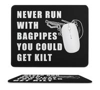 Never Run With Bagpipes You Could Get Kilt Mouse Pad Waterproof Ultra-Thin Non-Slip Rubber Base Square Mouse Mat Gaming Mousepad 9.8"x11.8"