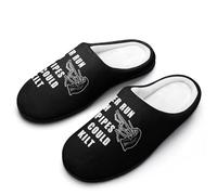 Never Run With Bagpipes You Could Get Kilt Slippers Women Winter Warm Cotton Hotel Slippers Anti-Slip Indoor Slip-Ons House Shoes 9-10（40-41）
