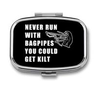 Never Run with Bagpipes You Could Get Kilt Travel Pill Organizer with Mirror