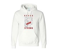Never Saty Give Up Stay Strong White Large Hoodie | Motivational Pullover Sweatshirt | Inspirational Gym & Mindset Hoodie | Unisex Athletic Hoodie for Men & Women