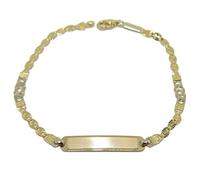 Never Say Never 18k gold two-tone communion bracelet with 100% customizable plate. 3.7 grams of 18k gold., Gold, without gem
