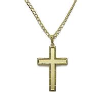 Never say Never 18k Solid Yellow Gold Cross for Men Matte and Shiny with Flat Solid Curb Chain 60 cm 8.45 Grams of 18 K Gold A Unique Chance, A Jewellery for All Life.