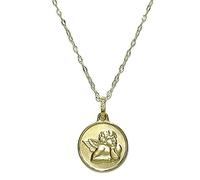 Never Say Never Baby Medal with Angelito 14 mm and 40 cm Italian Ribbed Chain All 18k Gold Weight 2 g, Gold