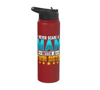 Never Scare A Man with A Twin Sister Humorous Family Stainless Steel Insulated Water Bottle