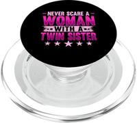Never Scare A Woman With A Twin Sister Humorous Family PopSockets PopGrip for MagSafe
