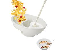 Never Soggy Cereal Bowl, Divided Cereal Bowl, Anti Soggy Cereal Bowl, Cereal Bowl Separate Milk, Reusable Snack and Dip Bowls, for Snack Milk Topping Yogurt & Berries Fries (White)