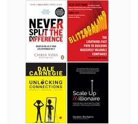 Never Split the Difference, Blitzscaling, Unlocking Connections, Scale Up Millionaire 4 Books Collection Set