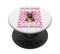 Never Stand Between A Girl And Her German Shepherd Dog PopSockets Adhesive PopGrip