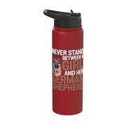 Never Stand Between A Girl and Her German Shepherd Stainless Steel Insulated Water Bottle