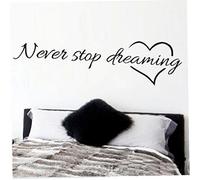Never Stop Dreaming Quotes Wall Sticker Art Poster Decals for Home Bedroom Decorative Black