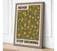 Never Stop Growing Botanical Canvas Wall Art Print 24x16 Inch