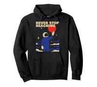 Never Stop Reaching Retro Astronaut Space Cosmos Motivation Pullover Hoodie