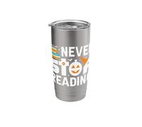 Never Stop Reading Halloween Theme Stainless Steel Insulated Tumbler