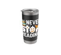 Never Stop Reading Halloween Theme Stainless Steel Insulated Tumbler