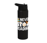 Never Stop Reading Halloween Theme Stainless Steel Insulated Water Bottle