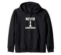 Never Surrender Chess Motivation Graphic Zip Hoodie