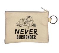 Never Surrender Eagle Graphic Key Chain Coin Purse Beige