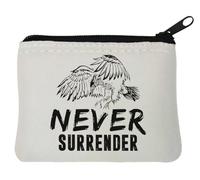 Never Surrender Eagle Graphic Neoprene Coin Purse Pouch 10x11cm White