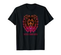 Never Surrender Fierce Lion Face Red Accents T-Shirt