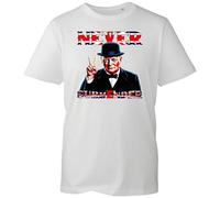Never Surrender Union Jack T-Shirt - Motivational British Heritage Tee for History and Patriotism Fans Churchill Legend Top (White, 3 Years)