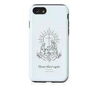 Never Thirst Again John 4:14 Minimal Linework Christian Case for iPhone SE (2020) / 7/8