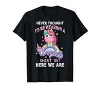 Never Thought I'd Be Wearing A Unicorn Dad Father T-Shirt, Men, Black, Large