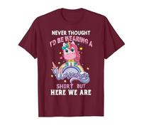 Never Thought I'd Be Wearing A Unicorn Dad Father T-Shirt, Men, Burgundy, Medium