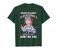Never Thought I'd Be Wearing A Unicorn Dad Father T-Shirt, Men, Dark Green, X-Large
