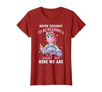 Never Thought I'd Be Wearing A Unicorn Dad Father T-Shirt, Women, Cranberry Red, X-Large