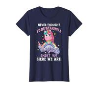 Never Thought I'd Be Wearing A Unicorn Dad Father T-Shirt, Women, Navy Blue, Large