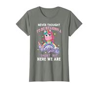 Never Thought I'd Be Wearing A Unicorn Dad Father T-Shirt, Women, Olive Heather, X-Small