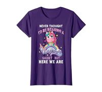 Never Thought I'd Be Wearing A Unicorn Dad Father T-Shirt, Women, Purple, 3X-Large